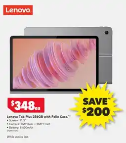 Harvey Norman Lenovo Tab Plus 256GB with Folio Case offer