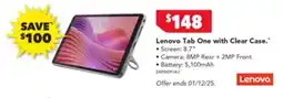 Harvey Norman Lenovo Tab One with Clear Case offer