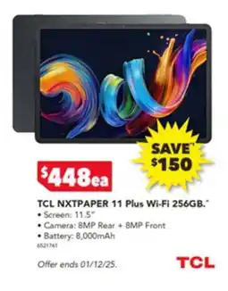 Harvey Norman Tcl nxtpaper 11 plus wi-fi 256gb offer