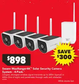 Harvey Norman Swann MaxRanger4K Solar Security Camera System-4-Pack offer
