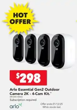 Harvey Norman Arlo essential gen2 outdoor camera 2k-4-cam kit offer