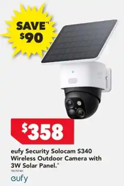 Harvey Norman Eufy security solocam s340 wireless outdoor camera with 3w solar panel offer