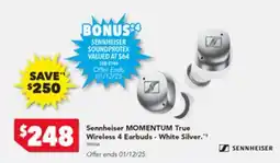 Harvey Norman Sennheiser momentum true wireless 4 earbuds - white silver offer