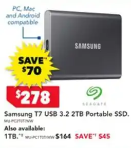 Harvey Norman Samsung t7 usb 3.2 2tb portable ssd offer