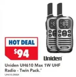 Harvey Norman Uniden uh610 max 1w uhf radio - twin pack offer