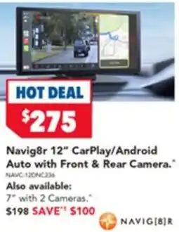 Harvey Norman Navig8r 12" CarPlay/Android Auto with Front & Rear Camera offer