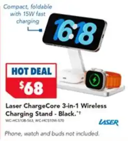 Harvey Norman Laser ChargeCore 3-in-1 Wireless Charging Stand - Black offer