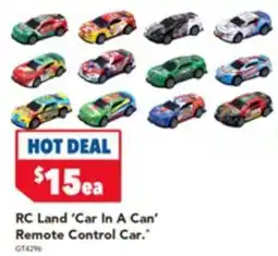 Harvey Norman Rc land 'car in a can' remote control car offer