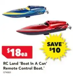 Harvey Norman Rc land 'boat in a can' remote control boat offer