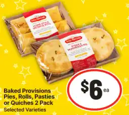 IGA Baked Provisions Pies, Rolls, Pasties or Quiches 2 Pack offer