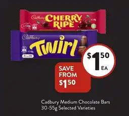 Foodworks Cadbury Medium Chocolate Bars Selected Varieties offer