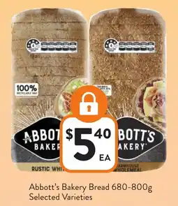 Foodworks Abbott's Bakery Bread Selected Varieties offer