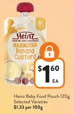 Foodworks Heinz Baby Food Pouch Selected Varieties offer