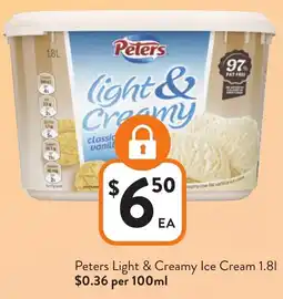 Foodworks Peters Light & Creamy Ice Cream offer