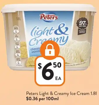 Foodworks Peters Light & Creamy Ice Cream offer