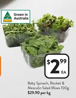 Foodworks Baby Spinach, Rocket & Mesculin Salad Mixes offer