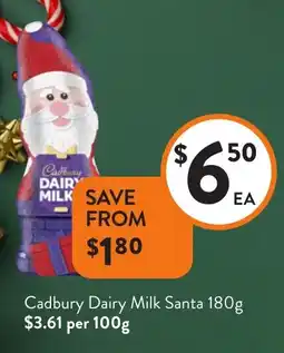 Foodworks Cadbury Dairy Milk Santa offer