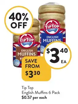 Foodworks Tip Top English Muffins offer
