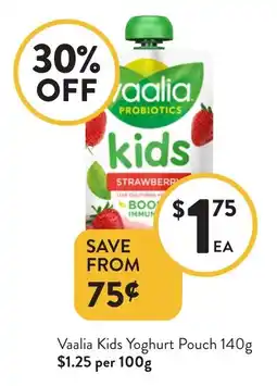 Foodworks Vaalia Kids Yoghurt Pouch offer