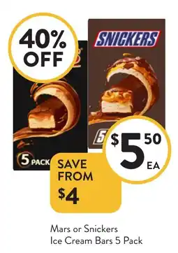 Foodworks Mars or Snickers Ice Cream Bars offer