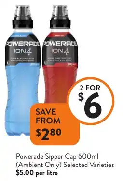 Foodworks Powerade Sipper Cap (Ambient Only) Selected Varieties offer
