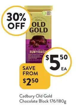 Foodworks Cadbury Old Gold Chocolate Block offer