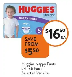 Foodworks Huggies Nappy Pants Selected Varieties offer