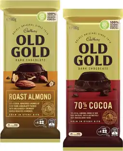 Coles Cadbury Old Gold Block Chocolate 170g-180g offer