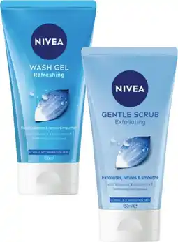 Coles Nivea Refreshing Wash Gel or Exfoliating Gentle Scrub 150mL offer