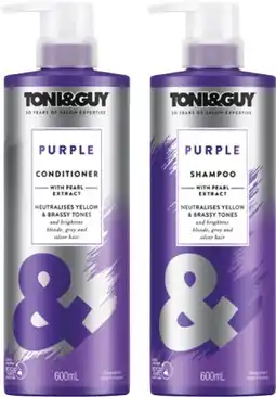 Coles Toni & Guy Shampoo or Conditioner 600mL offer