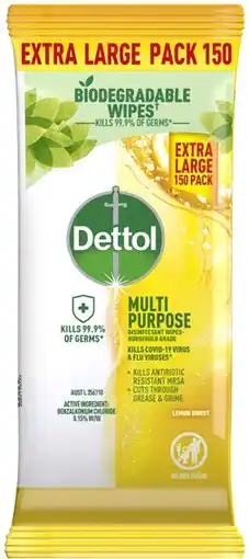 Coles Dettol Multipurpose Wipes 150 Pack offer