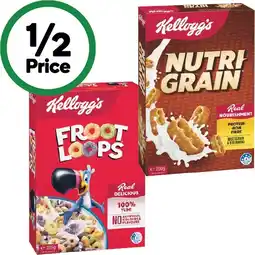 Woolworths Kellogg’s Nutri-Grain 290g or Froot Loops Cereal 285g offer