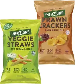 Coles Infuzions Veggie or Prawn Crackers 90g offer