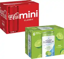 Coles Coca-Cola or Mt Franklin Lightly Sparkling Water 6x250mL offer