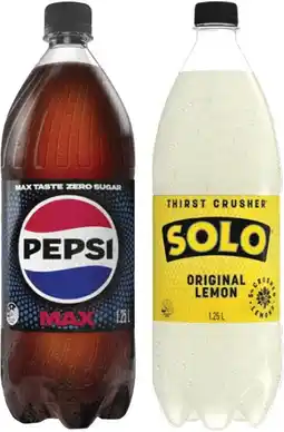 Coles Pepsi or Solo Soft Drink 1.25 Litre offer