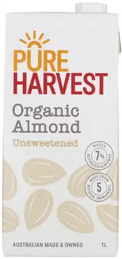 Coles Pureharvest Organic Unsweetened Almond Milk 1 Litre offer