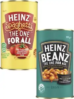 Coles Heinz Baked Beanz or Spaghetti 535g-555g offer