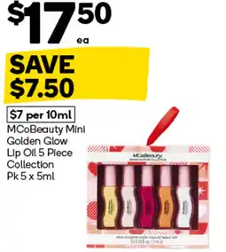 Woolworths MCoBeauty Mini Golden Glow Lip Oil 5 Piece Collection Pk 5 offer