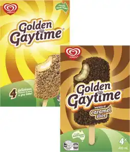 Coles Streets Golden Gaytime Sticks 4 Pack 400mL offer