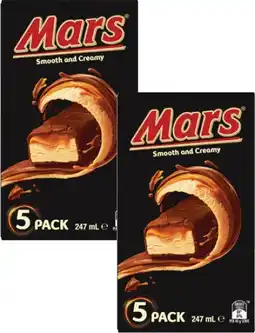 Coles Mars Smooth & Creamy Frozen Dessert Bars 5 Pack 247mL offer