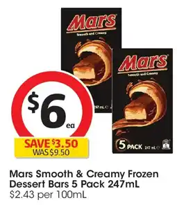Coles Mars Smooth & Creamy Frozen Dessert Bars offer