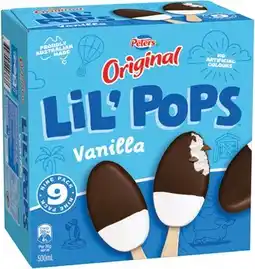 Coles Peters Original Vanilla Lil' Pops 9 Pack 500mL offer