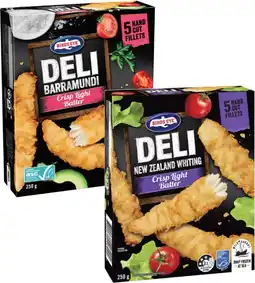 Coles Birds Eye Deli Crispy Light Batter Fish 250g offer