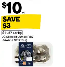 Woolworths JC Seafood Jumbo Raw Prawn Cutlets offer