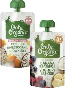 Coles Only Organic 4+ Months, 6+ Months or 8+ Months Baby Food Pouch 120g offer