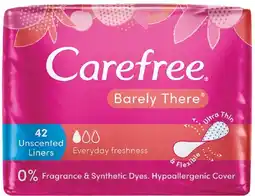 Coles Carefree Barely There Unscented Liners 42 Pack offer