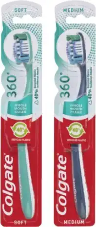 Coles Colgate 360 Degree Advanced Soft or Medium Toothbrush 1 Pack offer
