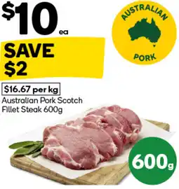 Woolworths Australian Pork Scotch Fillet Steak offer