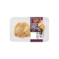 Woolworths Woolworths Pub Style Chicken Breast Schnitzels with RSPCA Approved Chicken 440g Pk 2 offer