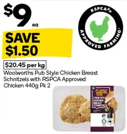Woolworths Woolworths Pub Style Chicken Breast Schnitzels with RSPCA Approved Chicken Pk 2 offer